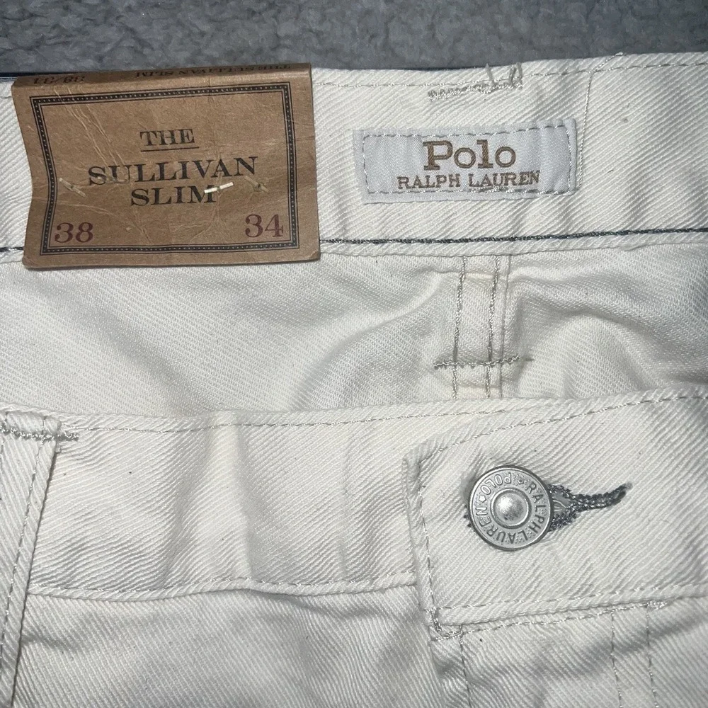 NOS Polo Ralph Lauren Repaired Jeans Men's 38 x 34 Cream The Sullivan Pants